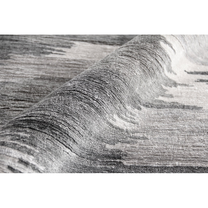 Handmade 8' x 10' Gray Abstract Viscose Cotton Rug