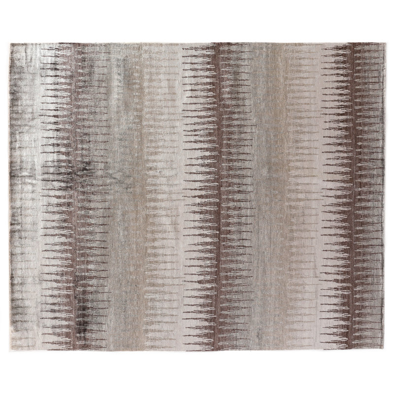 Gray Hand-Knotted Viscose 8' x 10' Area Rug