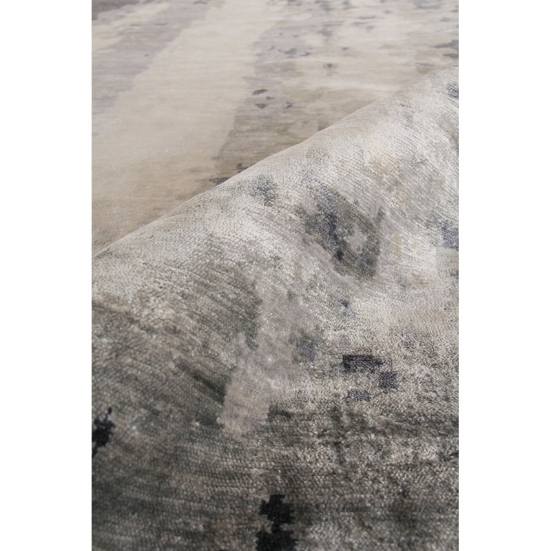Hand-Knotted Elegance Blue Viscose Abstract 9' x 12' Rug