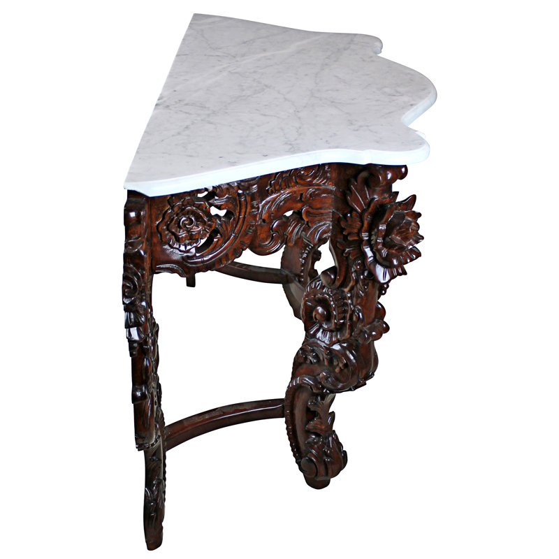 Viennese Salon Inspired 54'' Mahogany Console Table with Marble Top