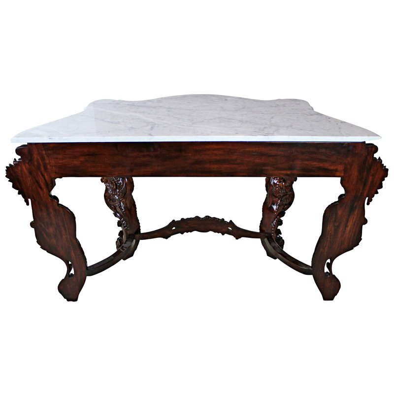 Viennese Salon Inspired 54'' Mahogany Console Table with Marble Top