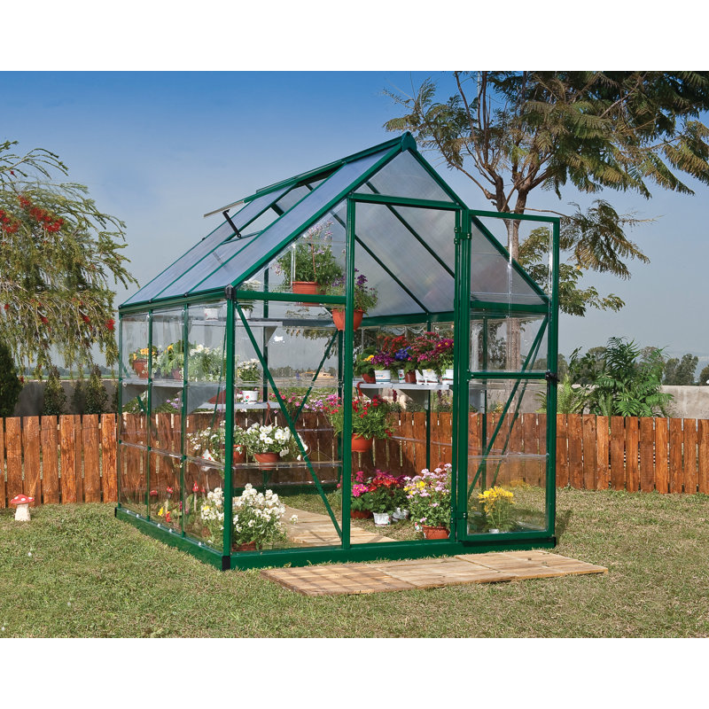 Hybrid 6' x 6' Green Aluminum Frame Greenhouse
