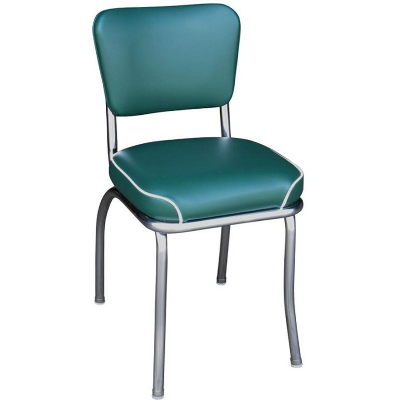 Chic Black Vinyl Upholstered Side Chair with Chrome Steel Base