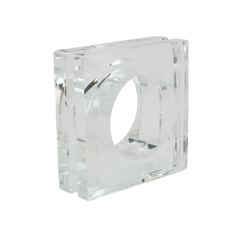 Clear Crystal Square Napkin Ring Set of Four