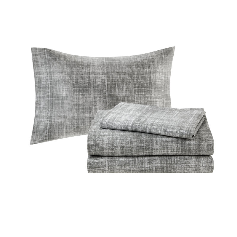 Aqua and Gray Twin Microfiber 7-Piece Reversible Bed Set