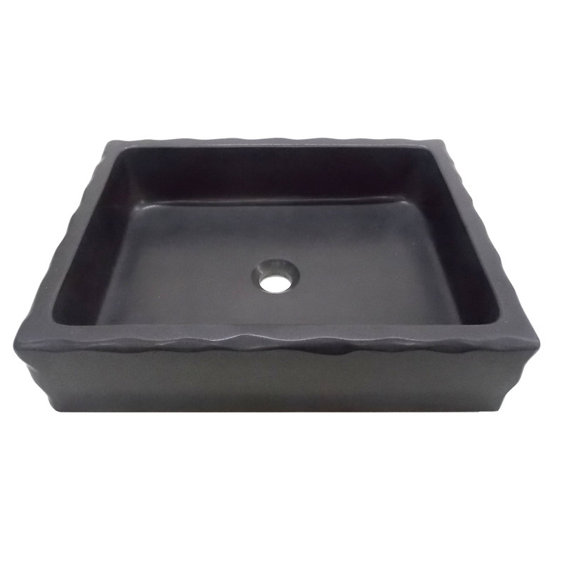 Eden Bath 20'' Black Stone Rectangular Vessel Sink