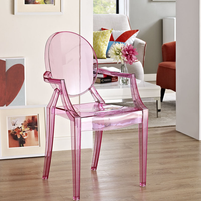 Pink Low Plastic Arm Chair for Indoor/Outdoor Use