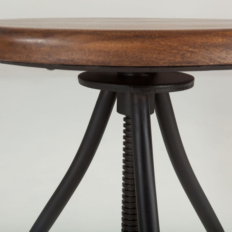 Artezia Adjustable Swivel Bar Stool in Black Metal and Walnut