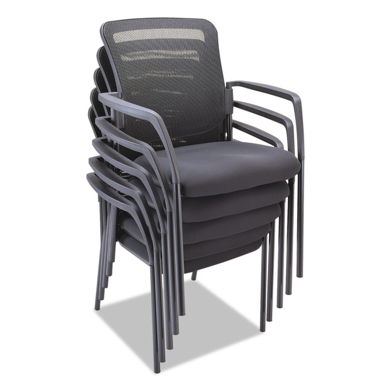 Modern Mesh Guest Stacking Chair with Black Metal Frame