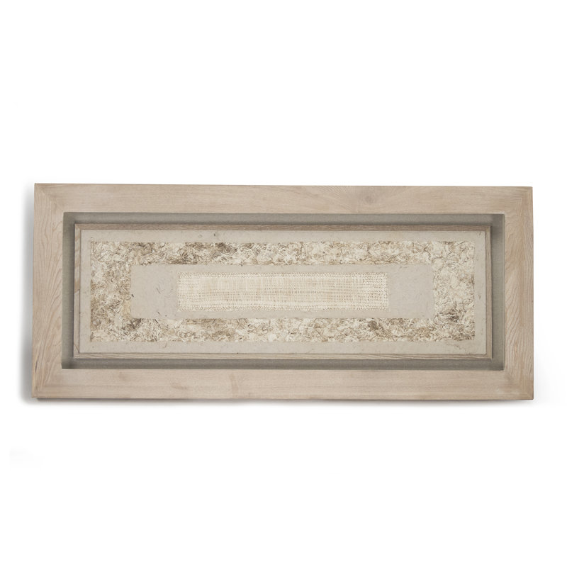 Tan Fir-Wood Framed Abstract Mixed Media Artwork