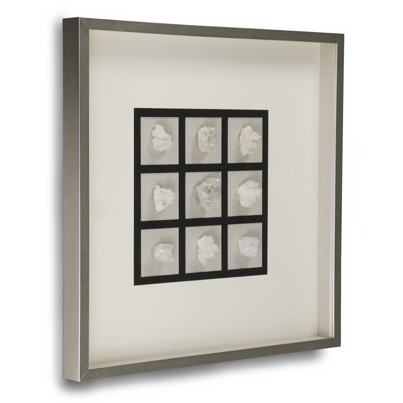 Off-White Crystal Stones in Silver Frame Abstract Art