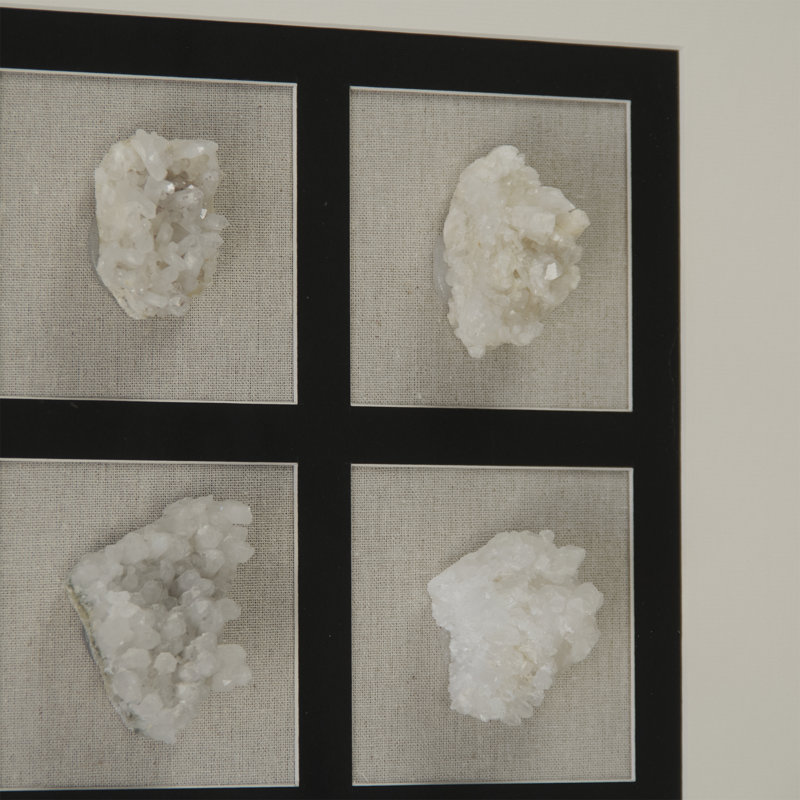 Off-White Crystal Stones in Silver Frame Abstract Art