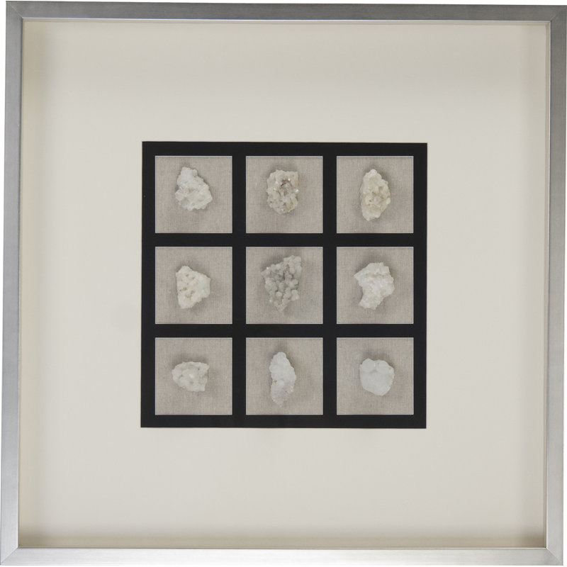 Off-White Crystal Stones in Silver Frame Abstract Art