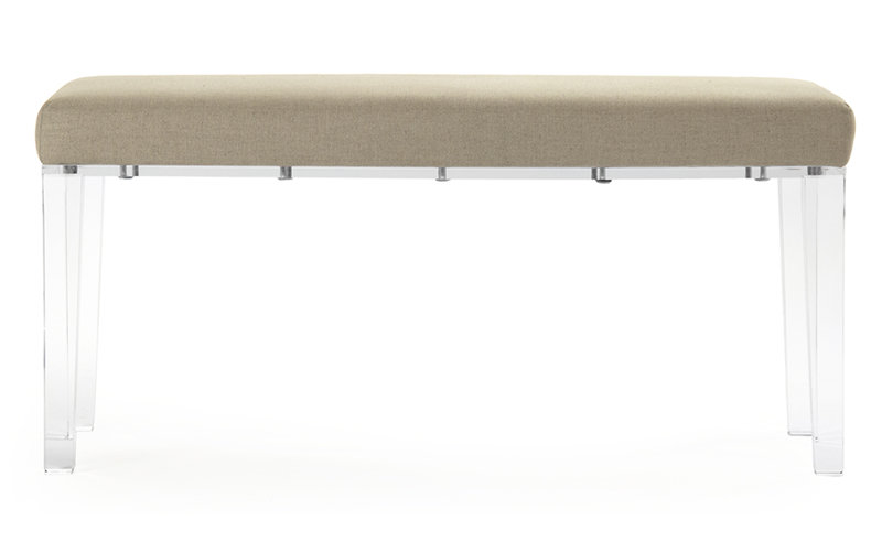 Natural Linen Red Pinstripe Acrylic Leg Bench