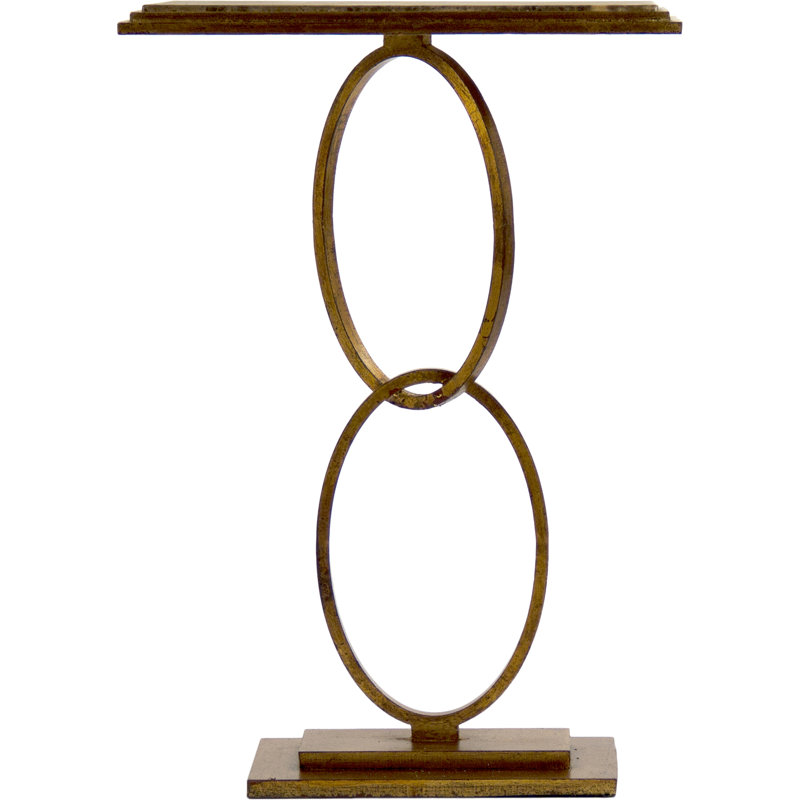 Brown Marble Top End Table with Gold Iron Base