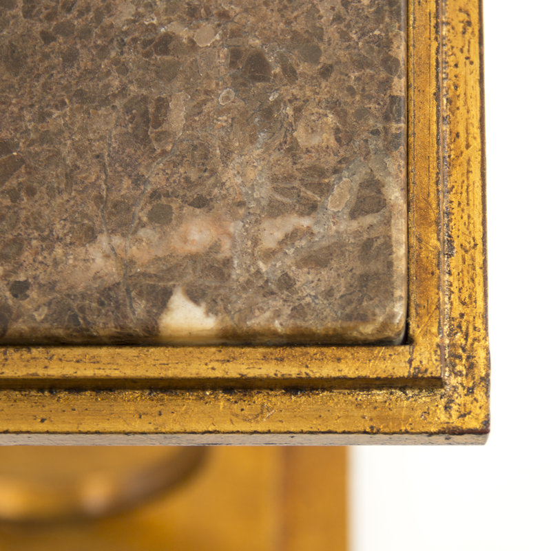 Brown Marble Top End Table with Gold Iron Base