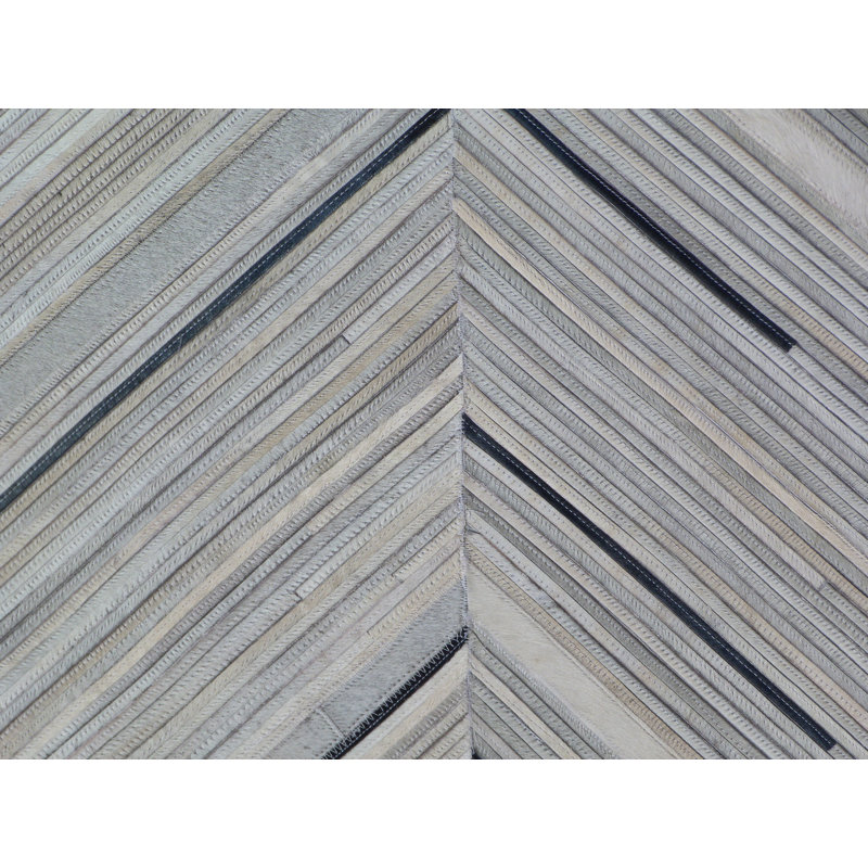 Handmade Blue Chevron Cowhide Rectangular Rug