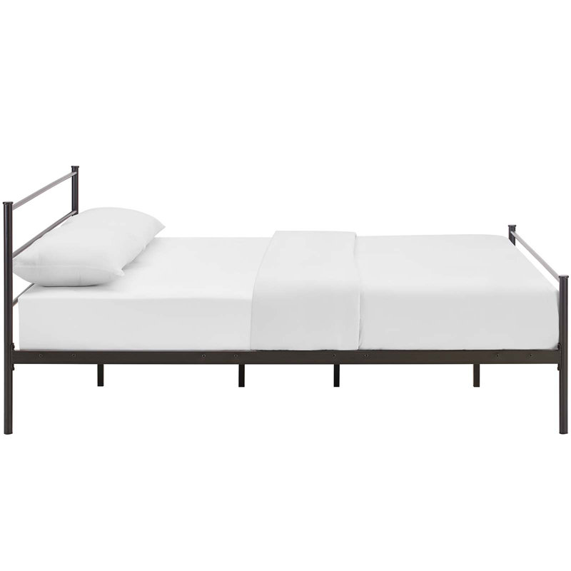 Cottage Charm Brown Queen Metal Platform Bed with Headboard