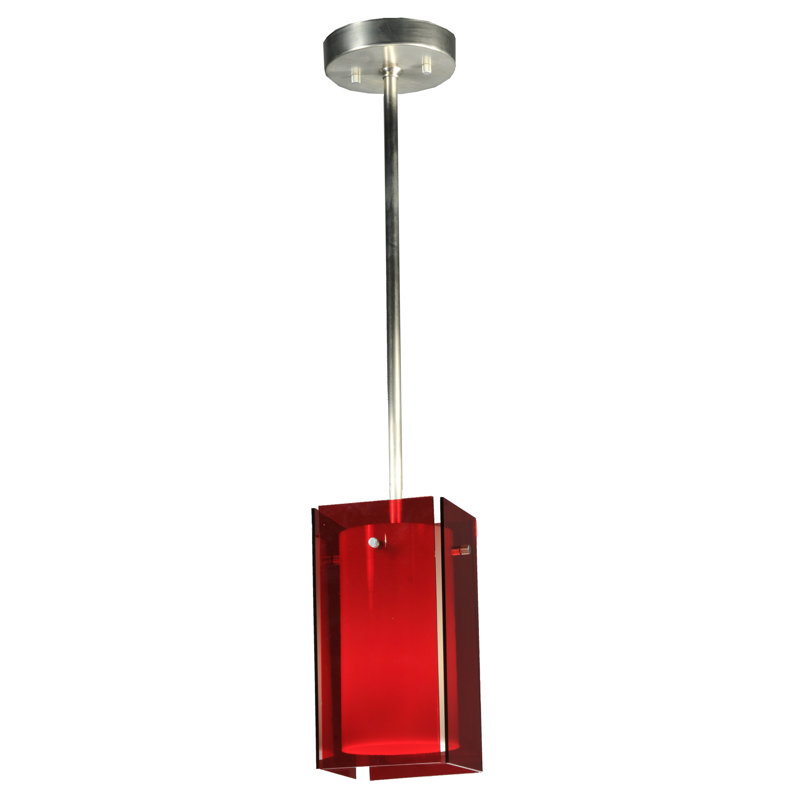 Hand-Forged Red Glass Mini Pendant Light with Chrome Finish