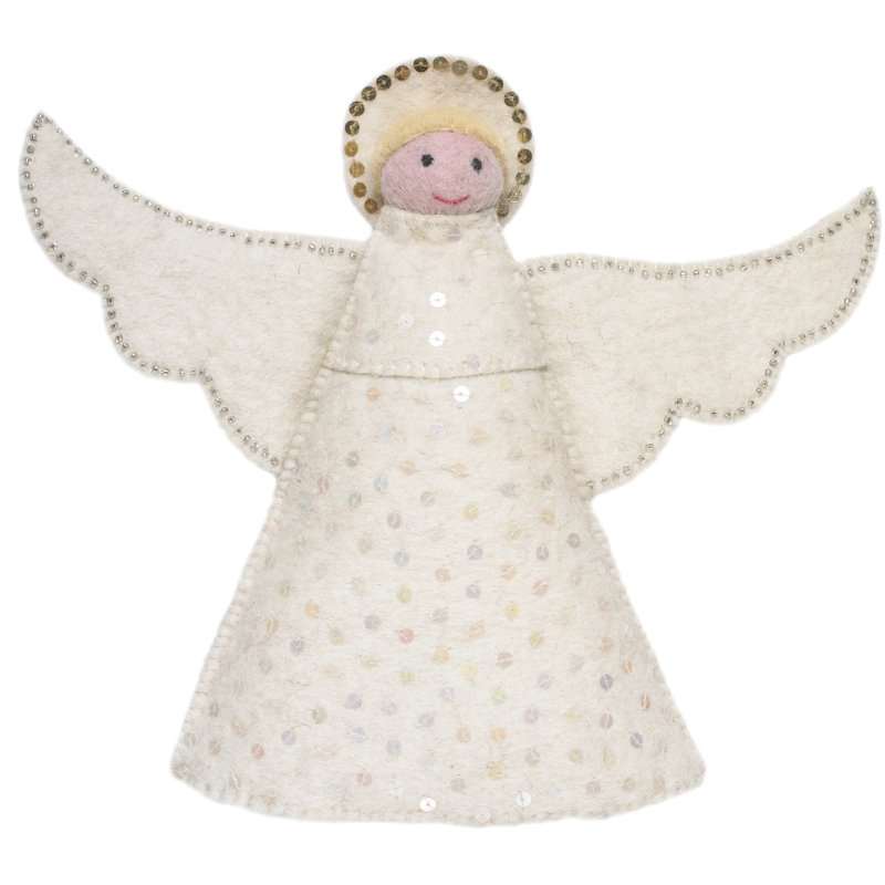 Handmade White Wool Felt Angel Tree Topper