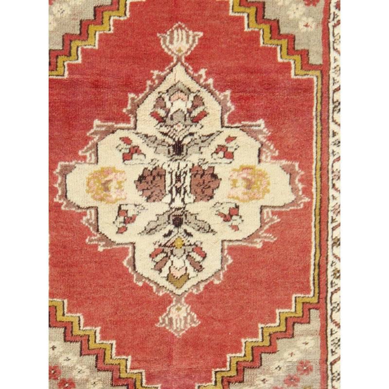Hand-Knotted Red and Brown Wool Area Rug 3'7" x 5'5"