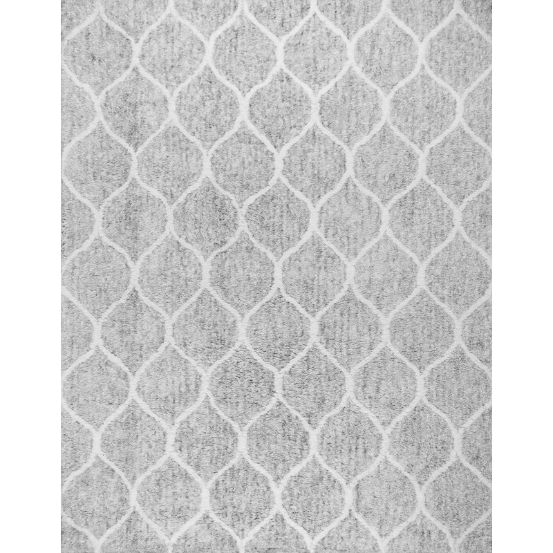 Moroccan Ivory Trellis 10' x 14' Handcrafted Cotton Shag Rug