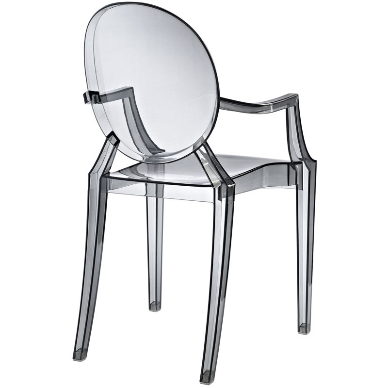Ethereal Smoke Slim-Design Dining Armchair in Polycarbonate