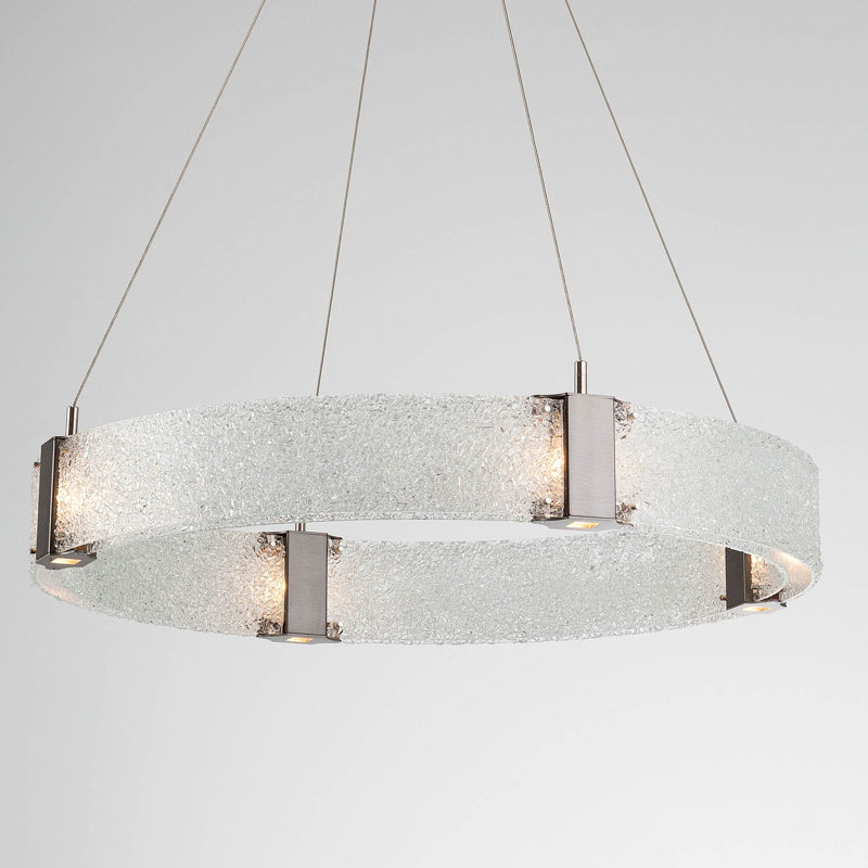 Matte Black Parallel Drum LED Chandelier with Clear Glass