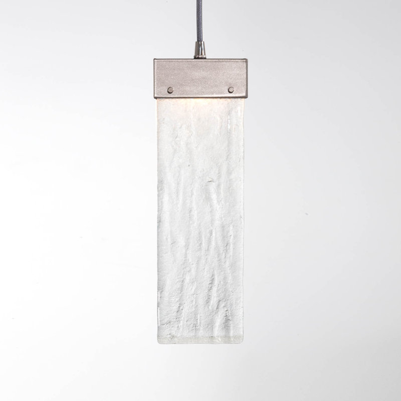 Mini Drum LED Pendant Light in Metallic Beige Silver with Bronze Granite Glass