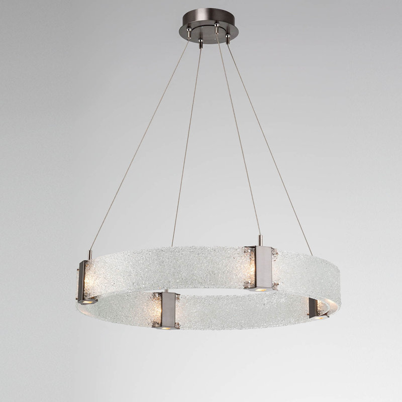 Matte Black Parallel Drum LED Chandelier with Clear Glass