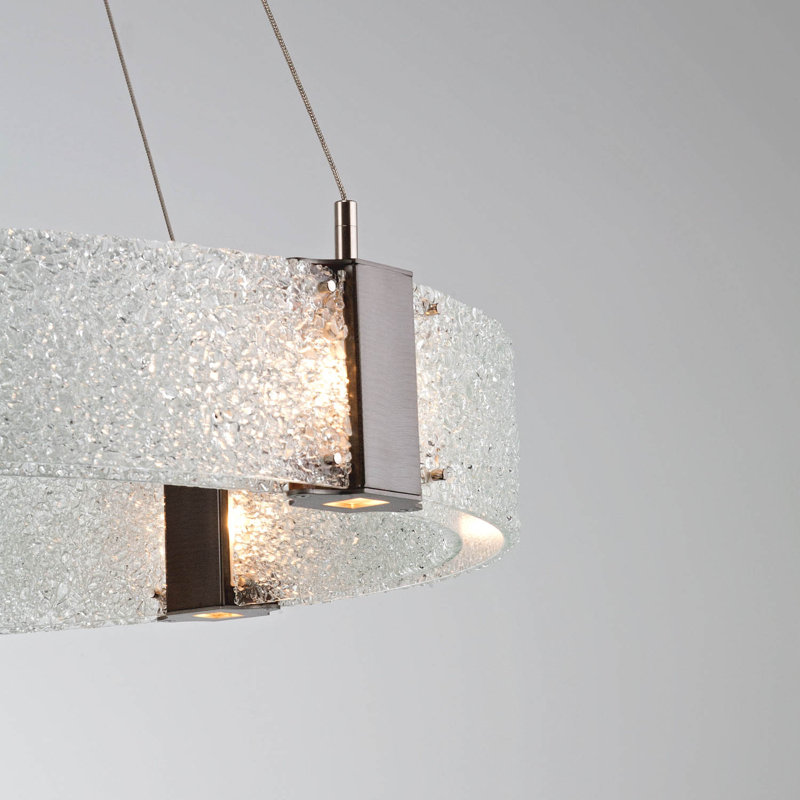 Matte Black Parallel Drum LED Chandelier with Clear Glass
