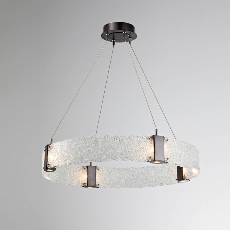 Matte Black Parallel Drum LED Chandelier with Clear Glass