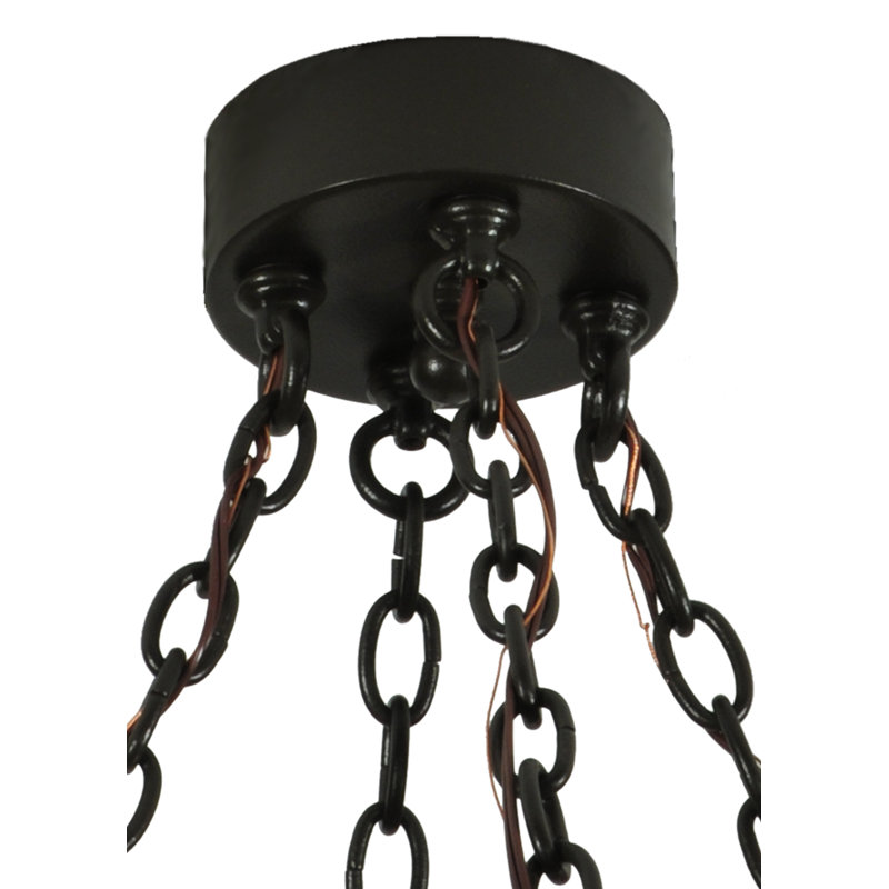 Loxley Bronze 12-Light Seeded Glass Wagon Wheel Chandelier