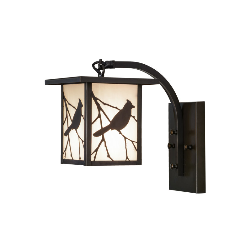 Craftsman Brown Solid Brass Bird Lantern Sconce