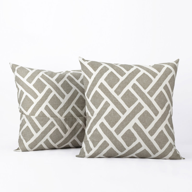 Martinique Taupe Cotton Euro Pillow Covers, 18 x 18