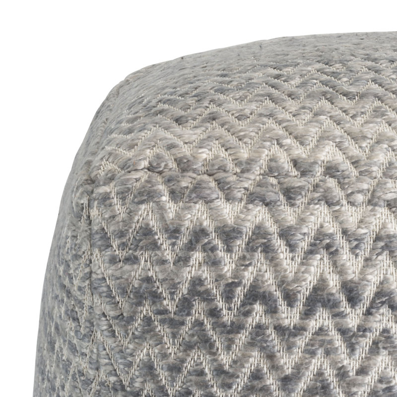Galaxy Zig-Zag Grey Silk & Wool 20" Pouf Ottoman