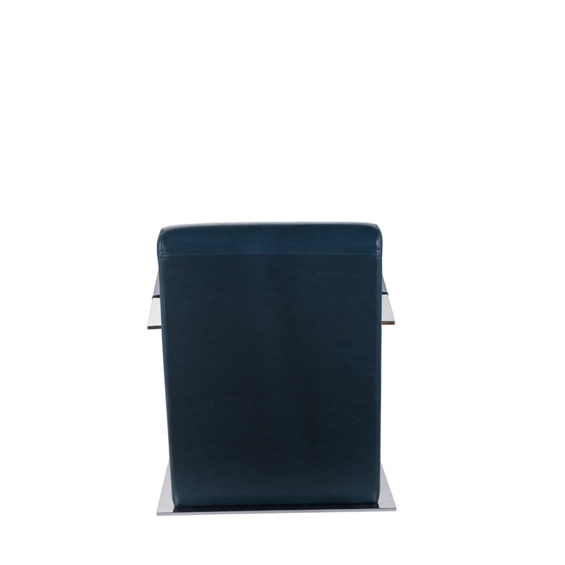 Teal Faux Leather and Chrome Metal Armchair