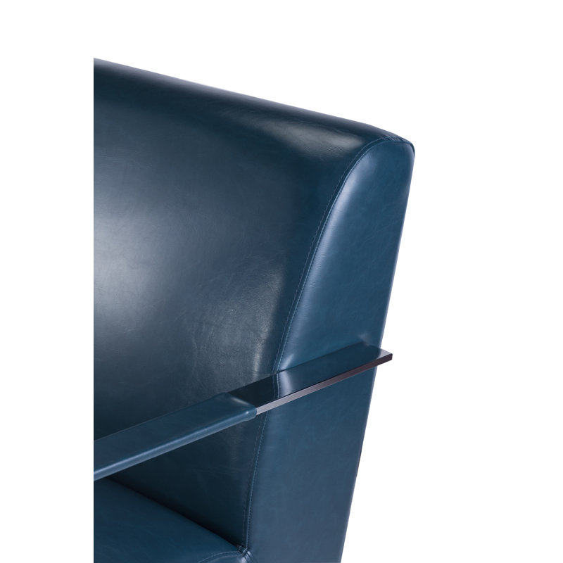 Teal Faux Leather and Chrome Metal Armchair
