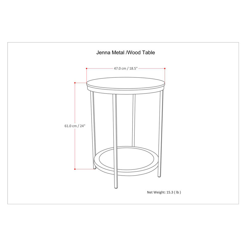 Simpli Home 18.5" Black Metal and Natural Wood Round Side Table