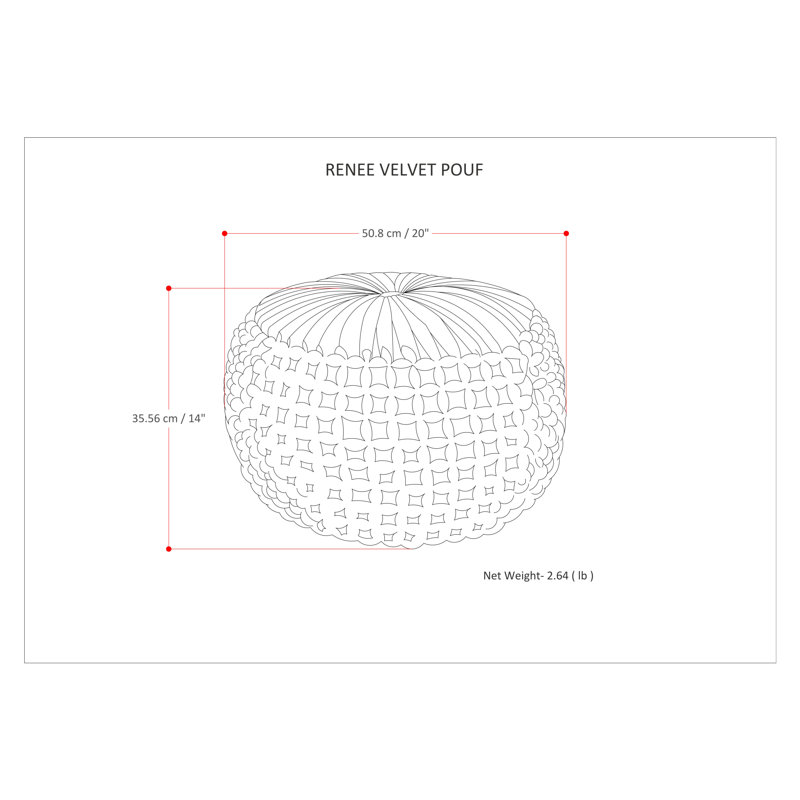 Renee Transitional Navy Velvet Tufted Round Pouf