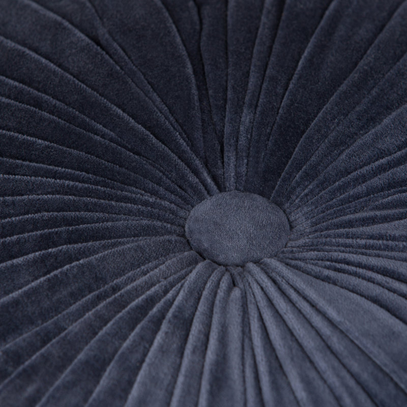 Renee Transitional Navy Velvet Tufted Round Pouf