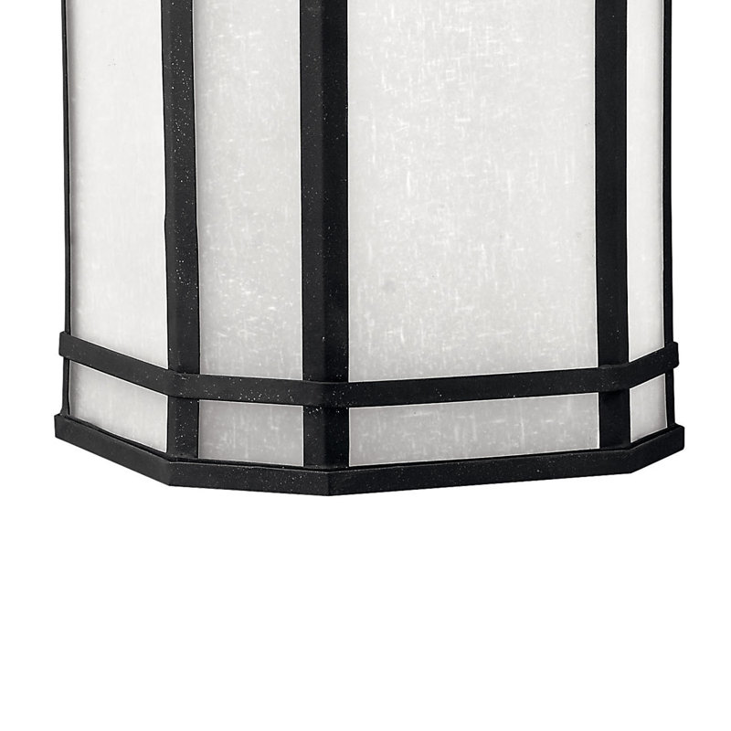 Vintage Black Outdoor Hanging Lantern with White Linen Glass