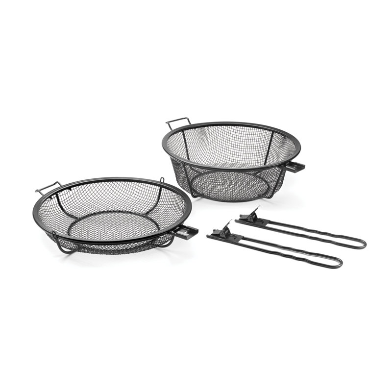 Jumbo Chef's Choice 3-in-1 Outdoor Grill Basket - Black Steel