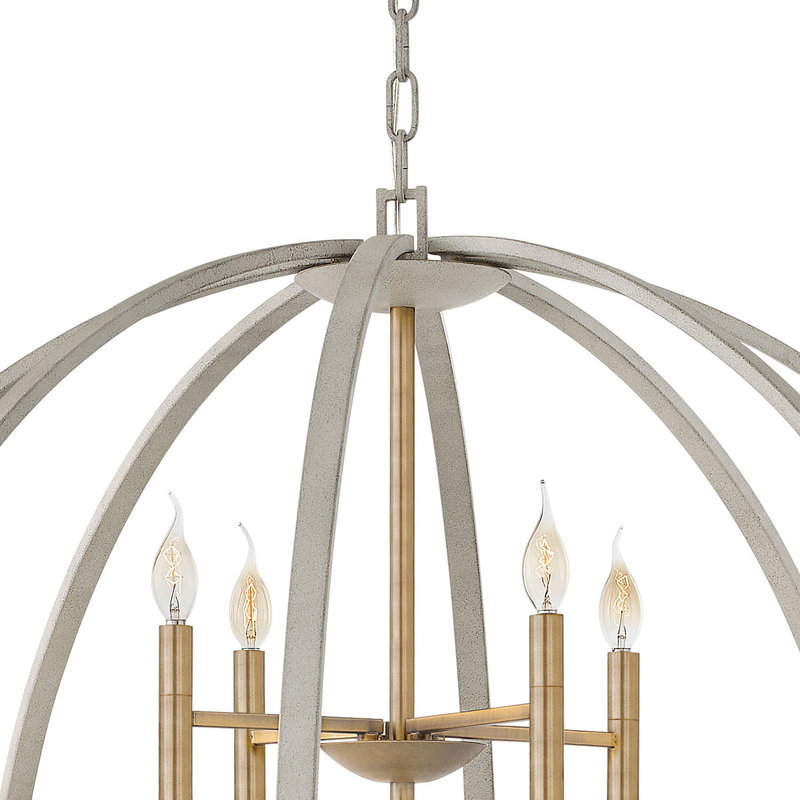 Euclid Transitional-Modern 12-Light Globe Pendant in Cement Gray