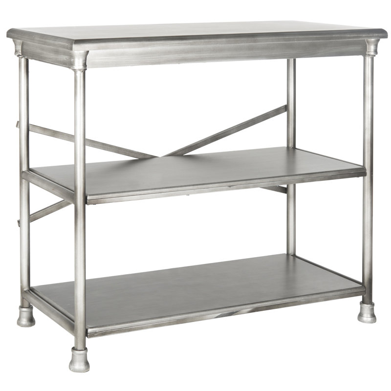 Transitional Dark Silver 38" Iron and Wood Etagere Bookcase