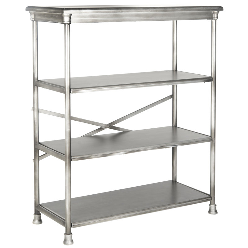 Jamison Transitional Dark Silver Wood & Iron Large Etagere Bookcase