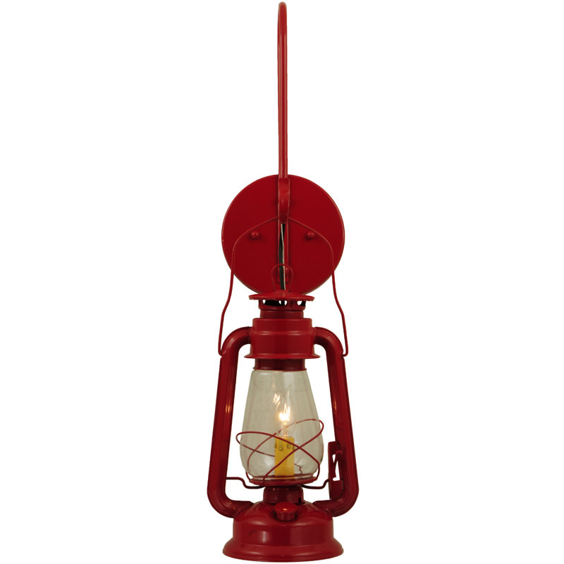 Ruby Red Steel Lantern Sconce with Clear Glass