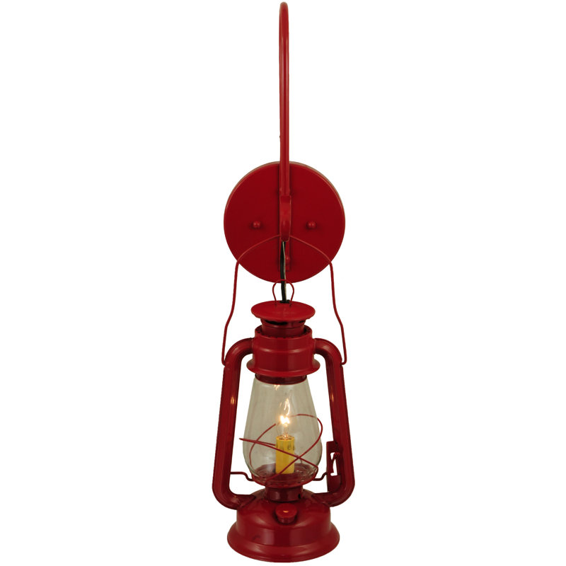 Ruby Red Steel Lantern Sconce with Clear Glass