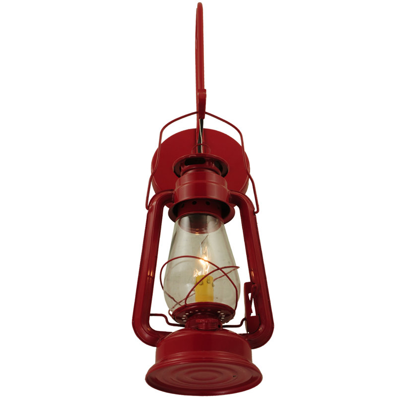 Ruby Red Steel Lantern Sconce with Clear Glass