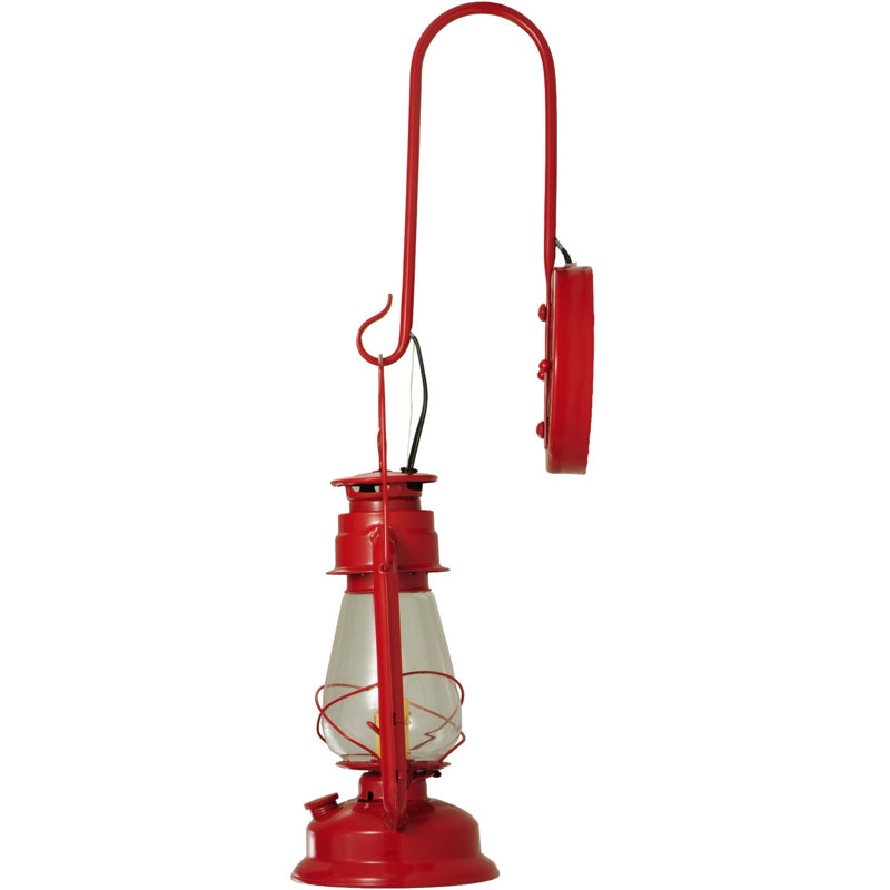 Ruby Red Steel Lantern Sconce with Clear Glass